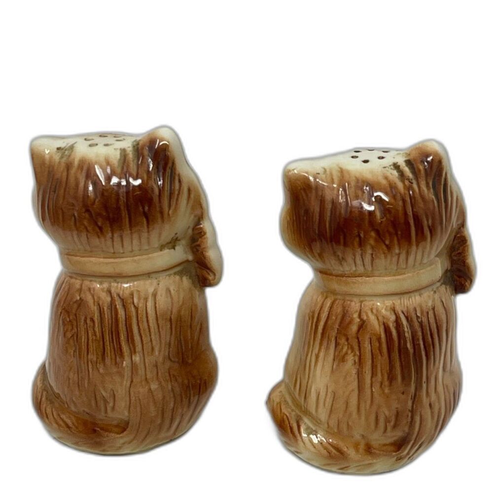 Vintage Green Eyed Chubby Kitty Cat Salt & Pepper Shakers Japan 1940s Kitch - Picture 3 of 6